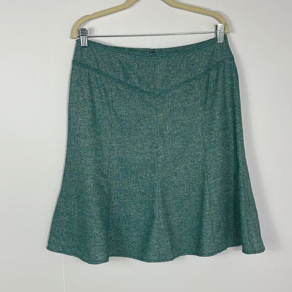 LOFT Green Wool Blend Flare Skirt, NWT, size 10 - Picture 1 of 13